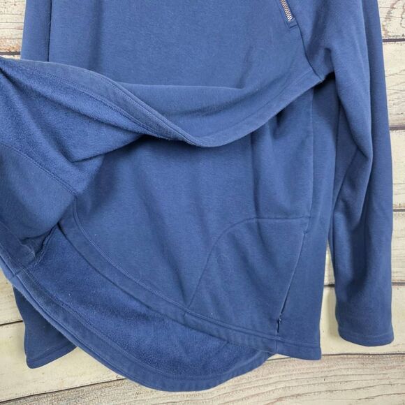 Athleta M Navy Asymmetrical Zip Fleece Pullover - Picture 3 of 8
